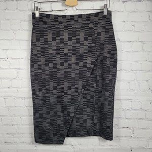 Anthropologie Maeve Black Geometric Bobbie Lined Faux Wrap Pencil Skirt